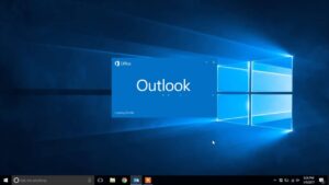 A computer screen showing the loading page for Microsoft Outlook under the Windows 10 interface, with the time displayed as 9:37 PM.